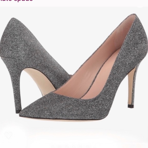 Kate Spade Vivian Pumps Glitter Silver Sz 8.5 - Picture 1 of 12